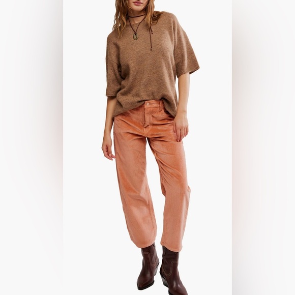 We The Free Denim - Deep Trance Corduroy Wide Leg Ankle Pants NWOT peach peony